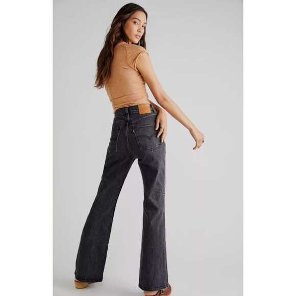 Levis Premium 70s High Flare in Washed Black Sz 27w Women's -shipping incl - Picture 2 of 16